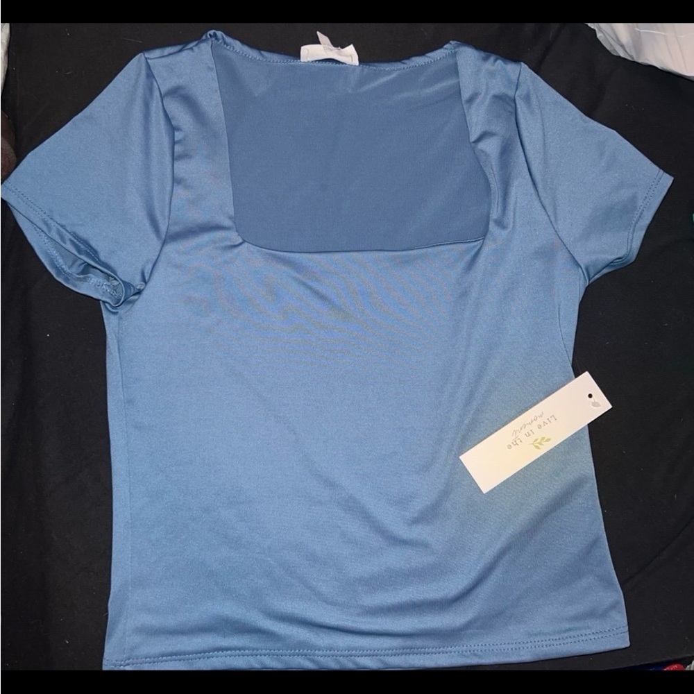 Stylish Blue Short Sleeve Women's Top